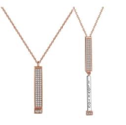 image-Cross-border diamond-encrusted stainless steel matryoshka necklace with engraving diy retractable three-dimensional rod necklace Christmas gift