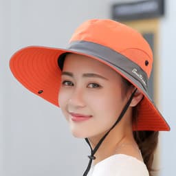 image-9002 Summer Ladies Outdoor Sunshade Hat Horsetail Hole Fisherman Hat Sunscreen Sun Hat Breathable Mountaineering Hat Parent-child Model