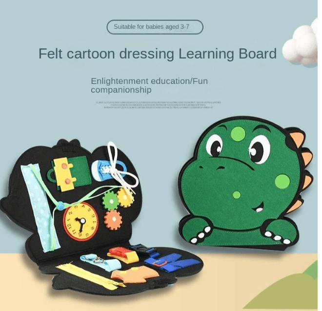 image-Montessori Busy Board Dinosaur Lace-Up - Lake Blue