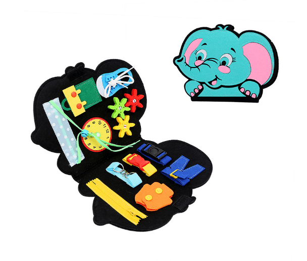 image-Montessori Busy Board Dinosaur Lace-Up - Lake Blue
