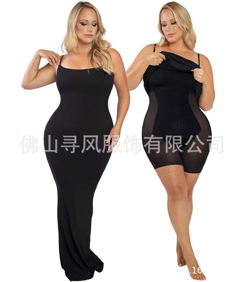image-European and American independent stations’ hot style light belly control one-piece skirt Internet celebrity bodysuit two-in-one suspender body shaping long skirt wholesale