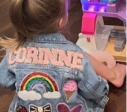 image-Girls Denim Jacket - Light Blue Embroidered