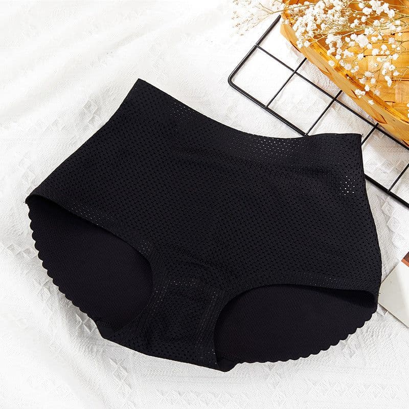 image-Women's Padded Butt Lift Panties - Black Seamless Shaper