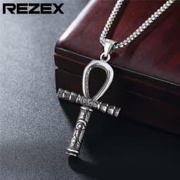 image-Anubis Cross Pendant - Titanium Steel Egyptian Necklace