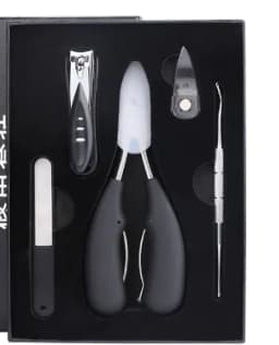 image-Baiyi Nail Clipper Set - Stainless Steel 5-Piece Gray