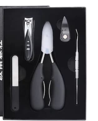 image-Baiyi Nail Clipper Set - Stainless Steel 5-Piece Gray