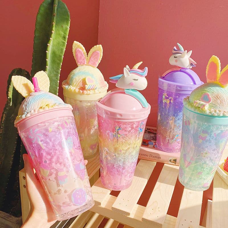 image-Dream girl heart water double cooling cup