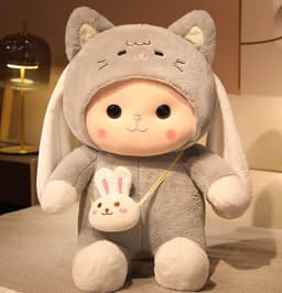 image-Cute Rabbit Plush Pillow - Soft Toy for Kids