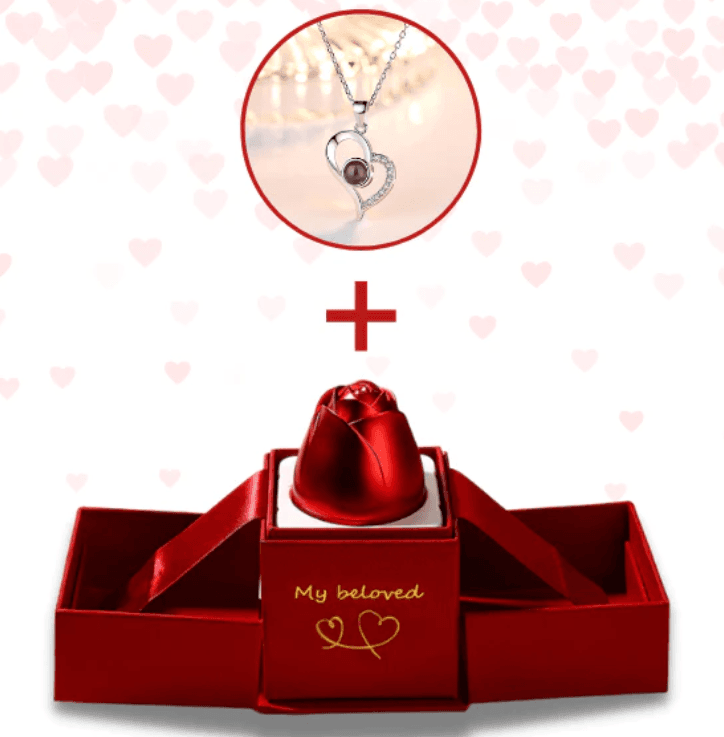image-Necklace "I Love You" Heart Pendant - Platinum Gold