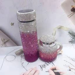 image-Diamond Gradient Color Cup Intelligent Temperature Measurement Number Display Water Cup