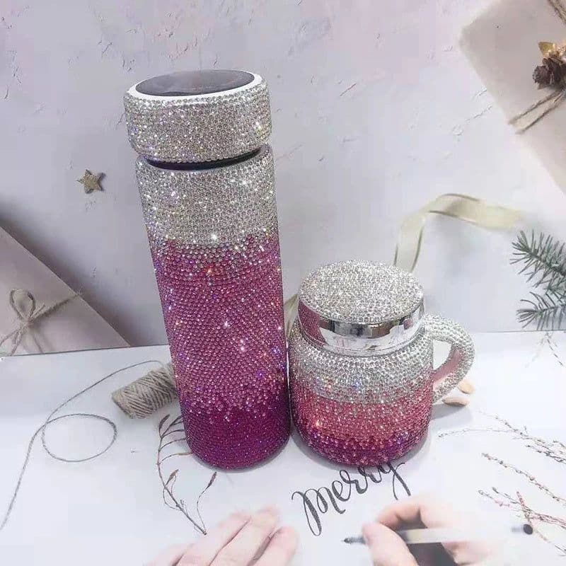 image-Diamond Gradient Color Cup Intelligent Temperature Measurement Number Display Water Cup