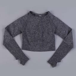 image-High-Elastic Yoga Fitness Clothing - Long Sleeves Dark Gray Women (65 characters)