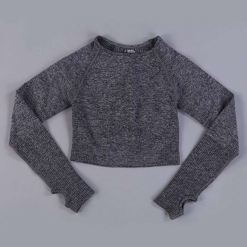 image-High-Elastic Yoga Fitness Clothing - Long Sleeves Dark Gray Women (65 characters)