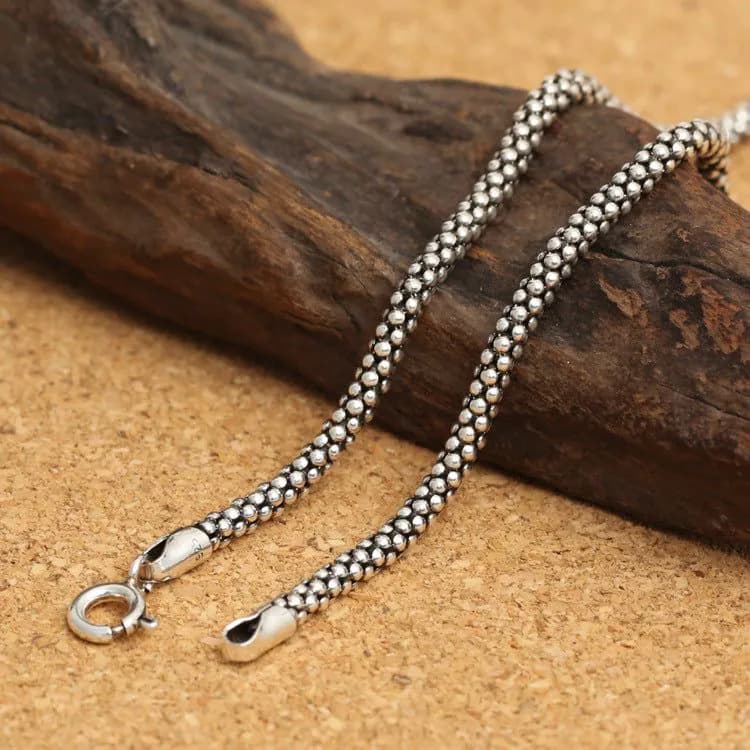 image-S925 Sterling Silver Corn Necklace - Retro 80cm