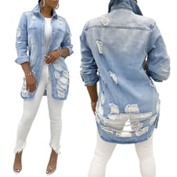 image-2021wish ladies denim jacket ripped sexy thin denim jacket female jacket
