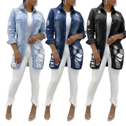 image-2021wish ladies denim jacket ripped sexy thin denim jacket female jacket