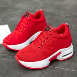 image-Shoe Factory Wholesale Spring Soft Bottom Mesh Surface Breathable Inner Increase Women's Shoes Sports Running Shoes Muffin Shoes Summer Casual Shoes