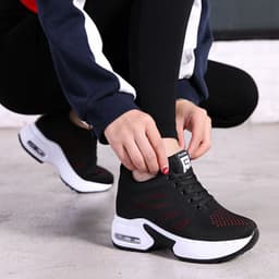 image-Shoe Factory Wholesale Spring Soft Bottom Mesh Surface Breathable Inner Increase Women's Shoes Sports Running Shoes Muffin Shoes Summer Casual Shoes