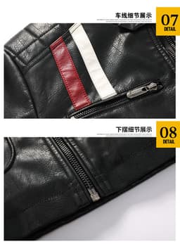 image-Men's PU Leather Motorcycle Jacket - Black 3XL