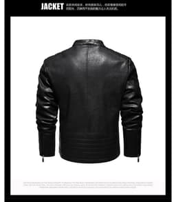 image-Men's PU Leather Motorcycle Jacket - Black 3XL