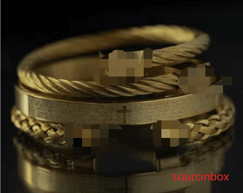 image-Stainless Steel Geometric Bracelet Men - Retro