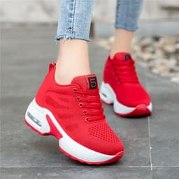 image-Shoe Factory Wholesale Spring Soft Bottom Mesh Surface Breathable Inner Increase Women's Shoes Sports Running Shoes Muffin Shoes Summer Casual Shoes