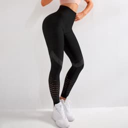image-Hao Qian High Waist Yoga Pants - Blue Stretchy Leggings - Women's Fitness