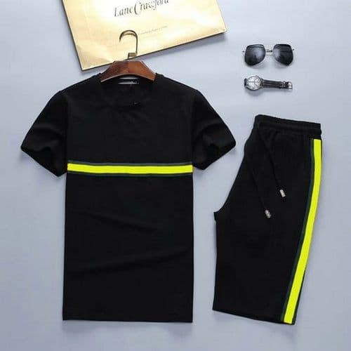 image-Summer Sport Men Tracksuits T Shirts+Pants Running Shorts Sets Clothes