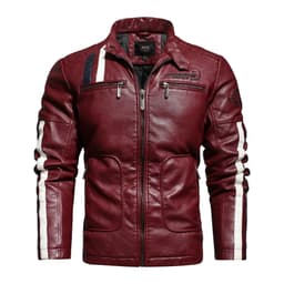 image-Men's PU Leather Motorcycle Jacket - Black 3XL