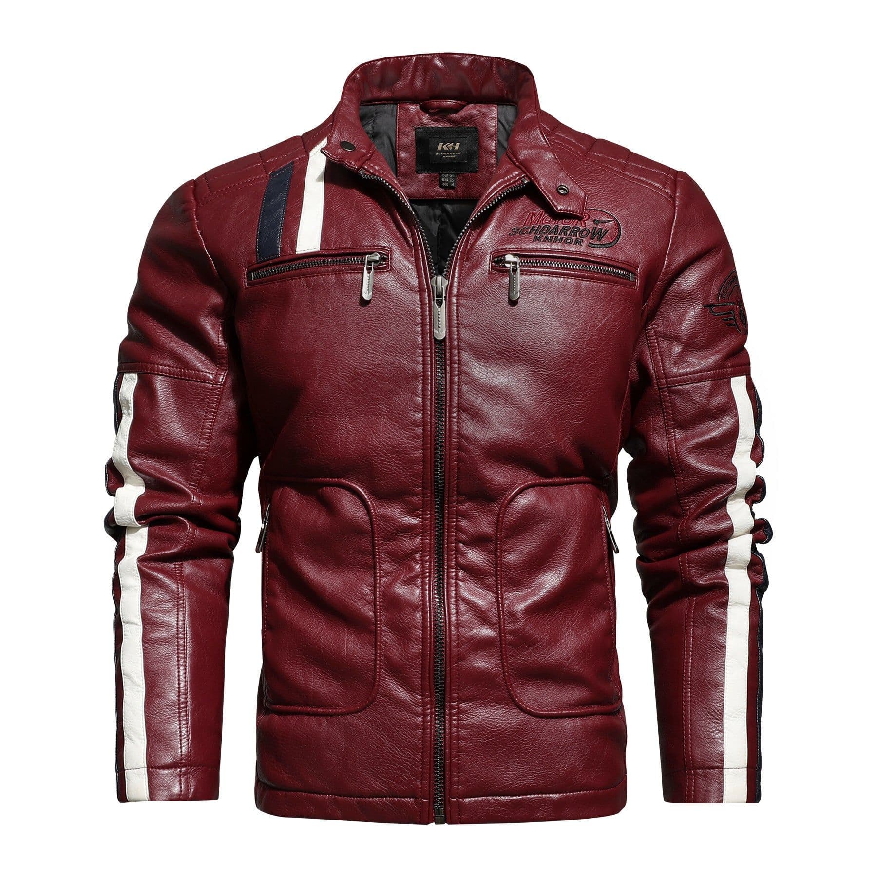 image-Men's PU Leather Motorcycle Jacket - Black 3XL