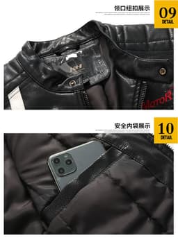 image-Men's PU Leather Motorcycle Jacket - Black 3XL