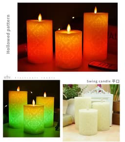 image-LED flat mouth hollow pattern 18-key remote control electronic candle romantic birthday wedding smokeless candle decorative light