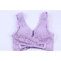 image-Front Cross Side Buckle Lace Side Non-Wire Sports Fitness Bra