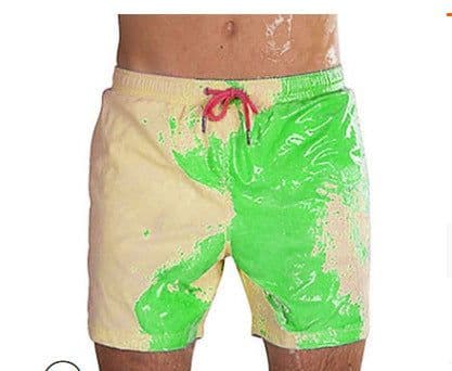 image-Large Size Color-Changing Beach Swim Shorts - Men's Purple to Blue