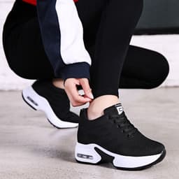 image-Shoe Factory Wholesale Spring Soft Bottom Mesh Surface Breathable Inner Increase Women's Shoes Sports Running Shoes Muffin Shoes Summer Casual Shoes