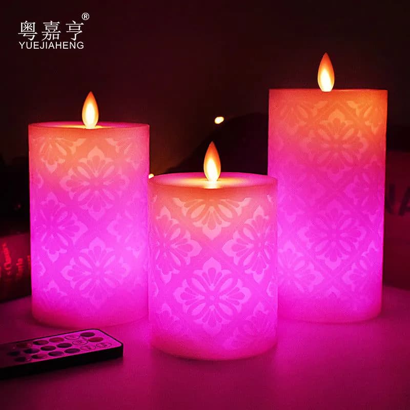 image-LED flat mouth hollow pattern 18-key remote control electronic candle romantic birthday wedding smokeless candle decorative light