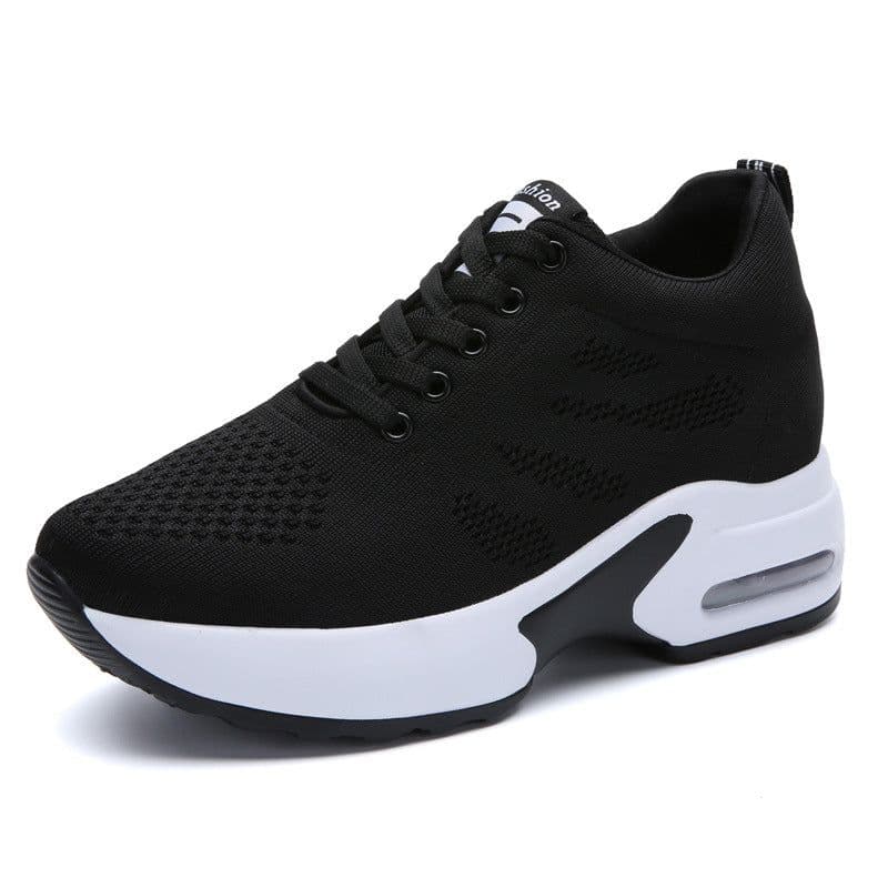 image-Shoe Factory Wholesale Spring Soft Bottom Mesh Surface Breathable Inner Increase Women's Shoes Sports Running Shoes Muffin Shoes Summer Casual Shoes