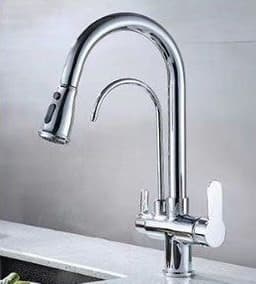 image-Bathing Water Spring Copper Kitchen Faucet - Black, 3-in-1 Rotating Telescopic Purifier