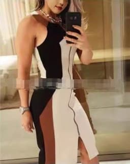 image-Women's Midi Dress - A-Line High Waist Sleeveless