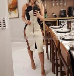 image-Women's Midi Dress - A-Line High Waist Sleeveless