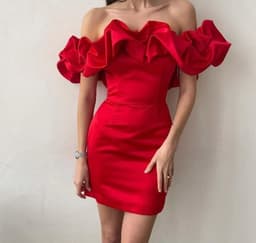 image-Eden Pink One-Shoulder Tube Dress - Pleated Ruffles L