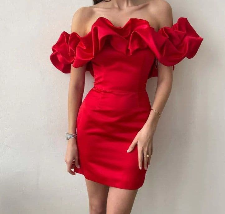 image-Eden Pink One-Shoulder Tube Dress - Pleated Ruffles L