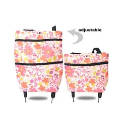 image-2 in 1 Foldable Shopping Cart with Wheels Premium Oxford Fabric Multifunction Shopping Bag Organizer High Capacity