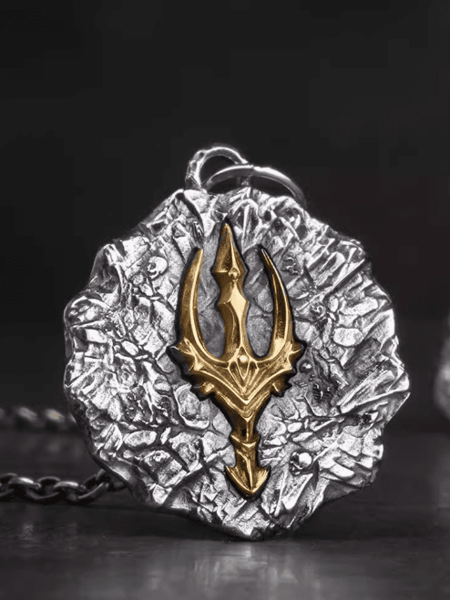 image-Poseidon's Wrath Silver Trident Pendant - Retro Jewelry