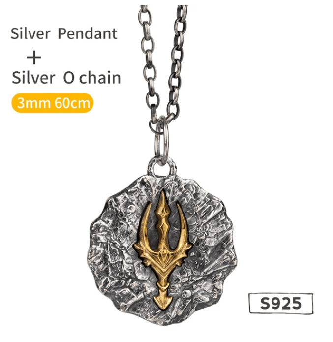 image-Poseidon's Wrath Silver Trident Pendant - Retro Jewelry