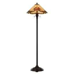 image-60W X 2 Tiffany Table Lamp With Pull Chain Switch With Metal And Resin Lamp Body