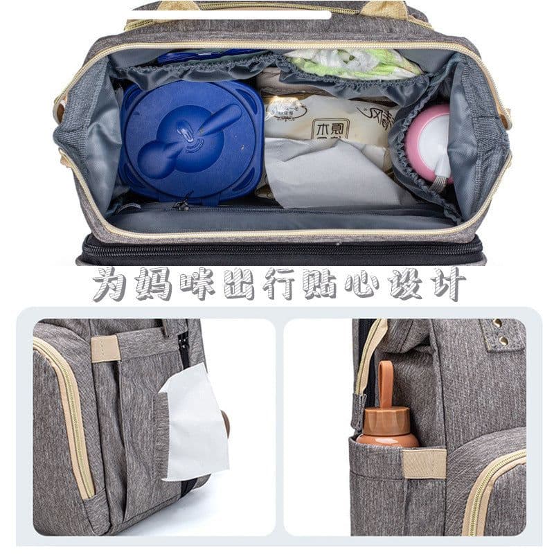 image-Mummy Bag - Large Capacity, Portable, Multi-Function, Oxford, Green/Black/Gray