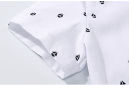 image-Summer Baby Boy Romper - White Triangle Print Tricot