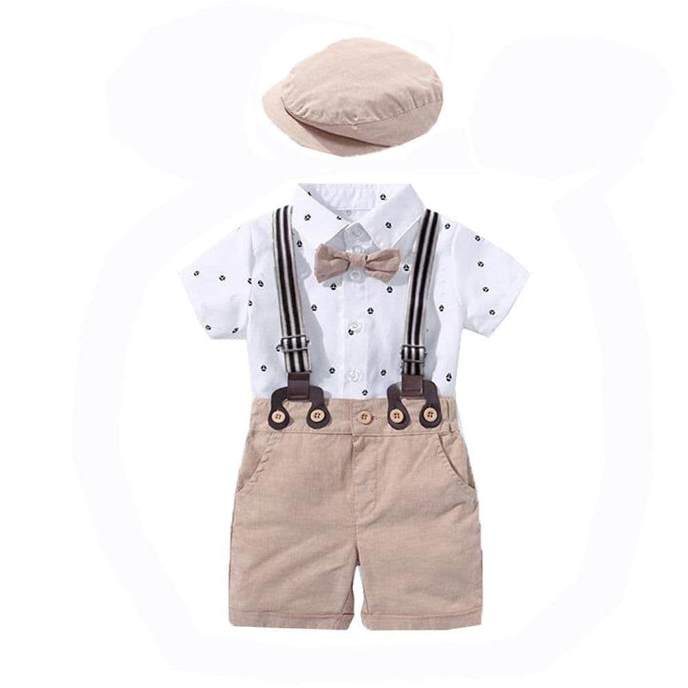 image-Summer Baby Boy Romper - White Triangle Print Tricot
