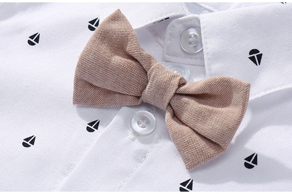 image-Summer Baby Boy Romper - White Triangle Print Tricot